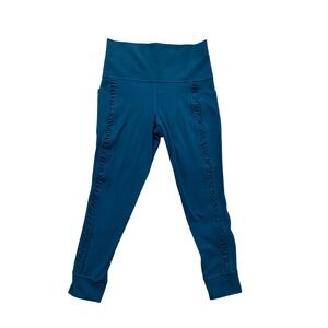 Athleta High Waisted Ruffle Pocket Leggings Teal Blue Athletic Workout Pants